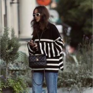 And other stories half zip striped sweater